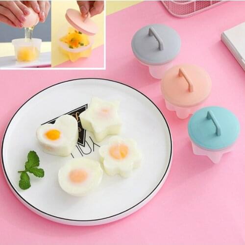 4 Pcs/Set Cute Egg Boiler Plastic Egg Poacher Set Kitchen Egg Cooker Tools Egg Mold Form With Lid Brush Pancake Maker