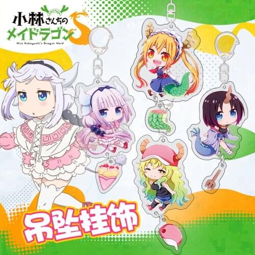 Anime Kobayashi San Chi No Maid Dragon Keychain Cartoon Figure Cosplay Acrylic Pendant Keyring Jewelry