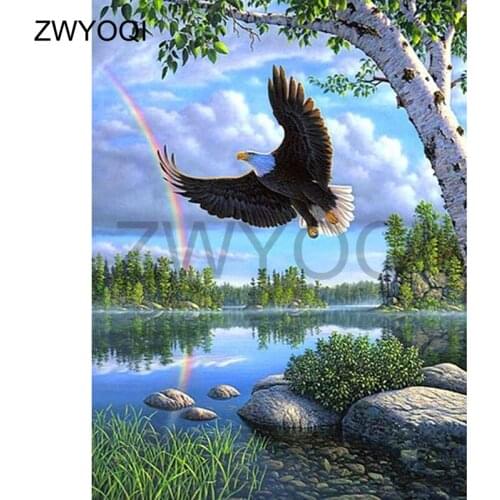 Full Square Diamond mosaic Eagle rainbow Full Round Diamond embroidery Eagle rainbow 5D DIY Diamond painting Cross stitch Eagle