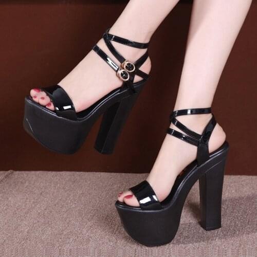 Extreme High Heels Sandals 14cm Women Wedding Shoes Silver Gold 2021 Summer Block Heel Platform Sandals Ladies Party Model Shoe