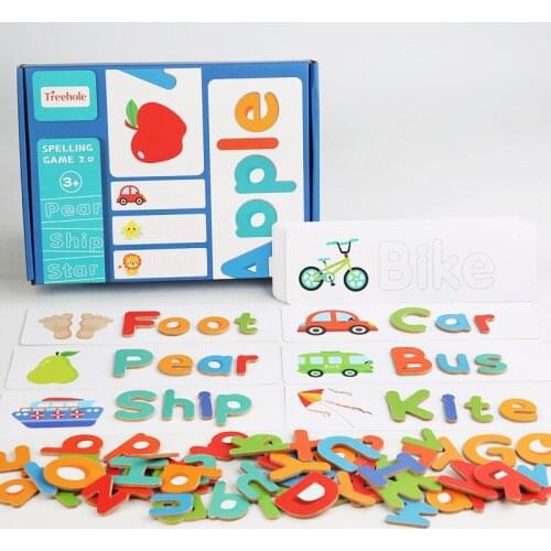Preschool Children Early Learning Wooden Puzzle Montessori Letters Spell Word Game Educational Toys For Kids Gifts