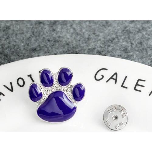 Cute Purple Dog paw pin Cartoon Enamel brooch Cat Kitten Paw Lapel Pins Puppy claw Badge Gift Jewelry for friend kids