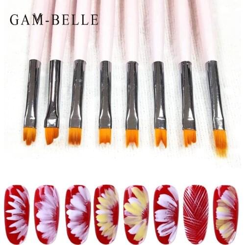 GAM-BELLE 1 Pc Nail Art Brush Acrylic Liquid Powder UV Gel Carving Extension Builder Pen Painting Drawing Brushes Manicure Tools