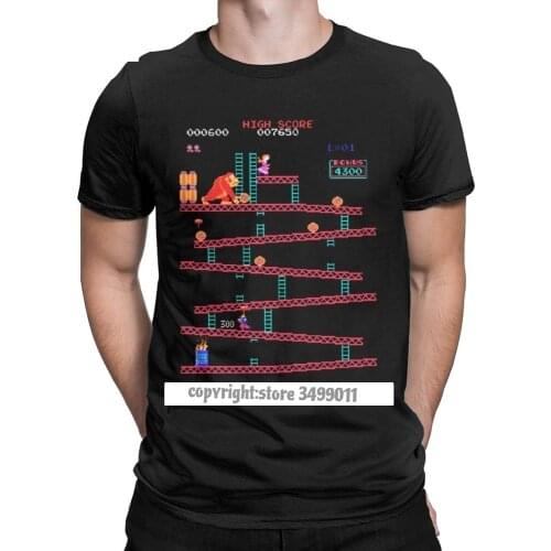 Game Tops T Shirts Men Arcade Game Collage Vintage Tshirts Crew Neck Camisas Retro T Shirt Funny Tops