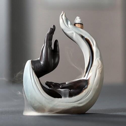Ceramic Small Incense Burner Holder Backflow Chinese Incense Burner Decoration Zen Buddah Decor Encensoir Room Decor Bk50xx