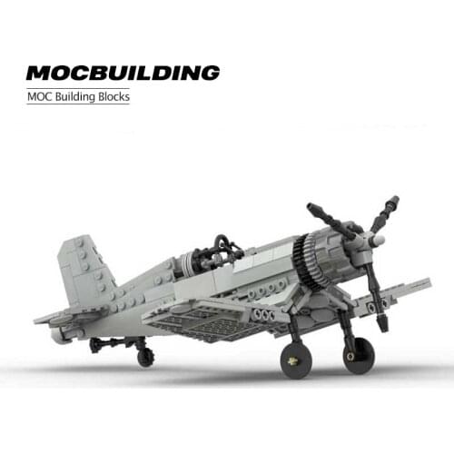 MOC Building Blocks Bricks WW2 Aircraft F4U Fighter World War II Military Series World War II Aircraft Toys