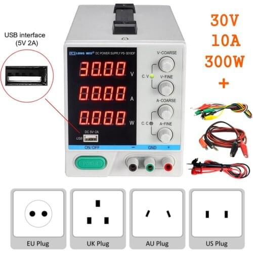 Wanptek Adjustable DC Laboratory 30V 10A Lab Power Supply USB Charging Interface Stabilizer Switching Power Supply Repair Tools