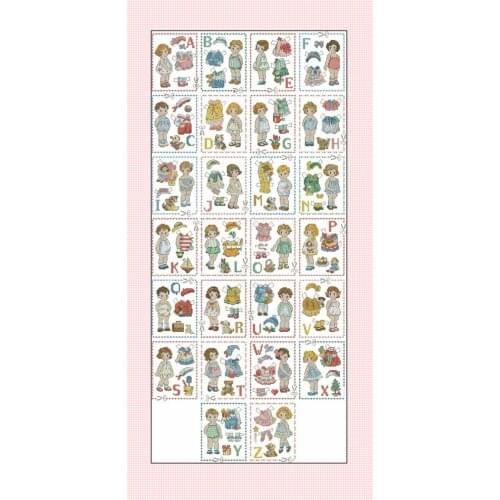 LBP-Little Girl Dress Letter ABC Counted Cross Stitch 14CT 18CT cream white Cross Stitch Kits Embroidery Needlework Sets