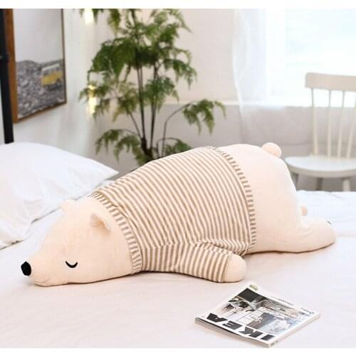 Cartoon Kawaii Dressing Polar Bear Plush Doll Baby Soft Stuffed Sleeping Bear Pillow Animal Small Plush Toys Kids Hot New Gifts