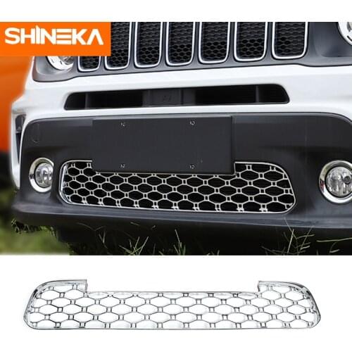 SHINEKA Styling Mouldings ABS Car Front Bumper Grille Decoration Cover Stickers for Jeep Renegade 2019+ Exterior Accessories