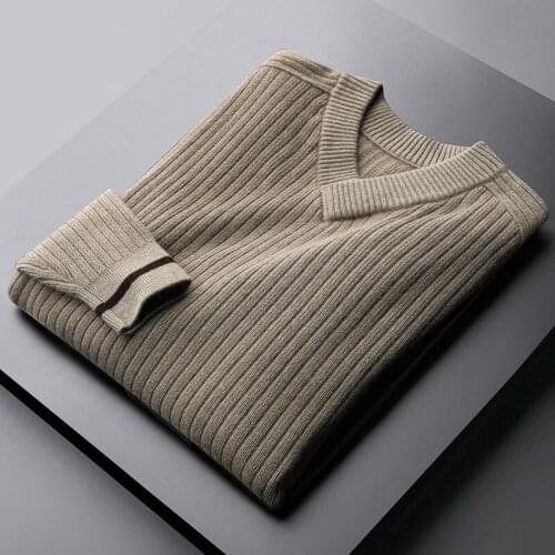 Classic Wool Male Sweaters High Quality V Collar Solid Color Thicken Mens Sweaters Autumn Winter Fit Casual Man Sweaters 3XL