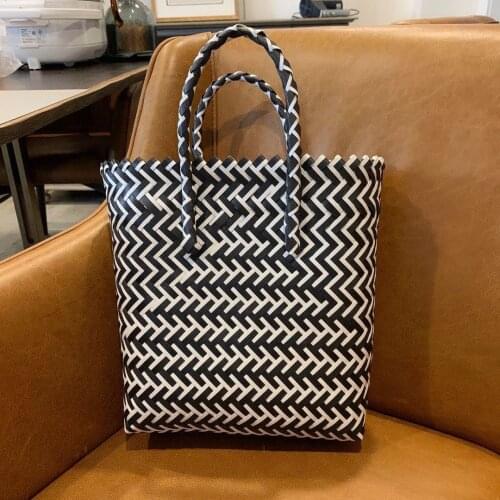 Eco-friendly Vegetable Basket Shoulder Bags Hand-woven Hand-carried Shopping Bag, Beach Holiday Bag Women Purse and Handbags