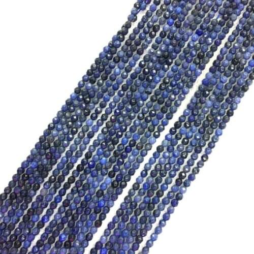Natural Dumortierite Beads Faceted 2mm 3mm Tiny Blue Dumortierite Beads Natural Blue Small stone Beads 15.5"