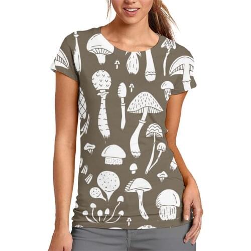 NOISYDESIGNS Vintage Fashion Mushroom Print Oversized T Shirt Aesthetic Streetwear Graphic Tees Women T-shirts Cute Tops Clothes