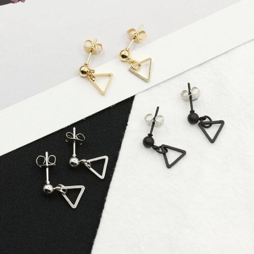 New Simple Fashion Gold Silver Geometric Triangle Earrings Female Fashion Big Hollow Pendant Earrings Jewelry Wholesale Brincos