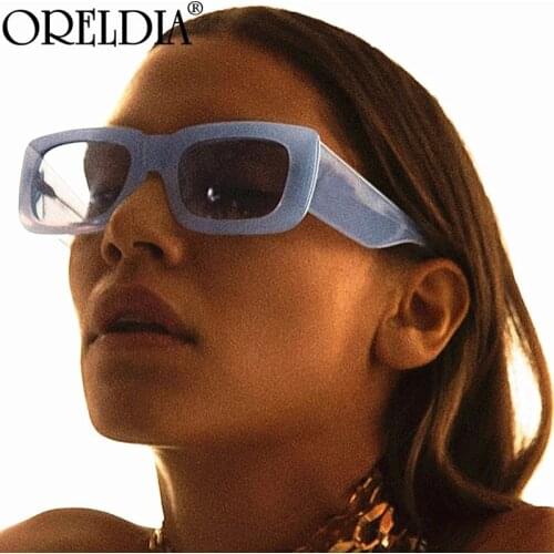 Retro Wide Leg Square Blue Black Sunglasses For Women Luxury Brand Gradient Sun Glasses Men Hip Hop Uv400 Eyewear Female Sahdes