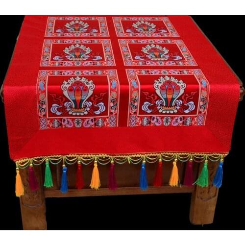 Wholesale Buddhist supplie Tibet family home Buddhism Temple RU YI Manipal Auspicious Embroidery Altar Table cloth Art Deco