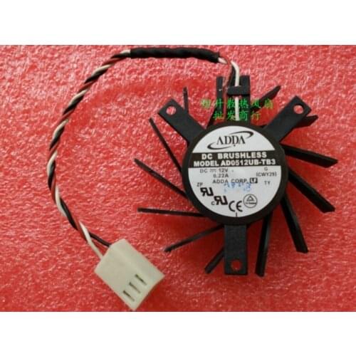 Original ADDA AD0512UB-TB3 DC12V 0.22A 3 line hole spacing 2.7*3.5mm graphics card fan