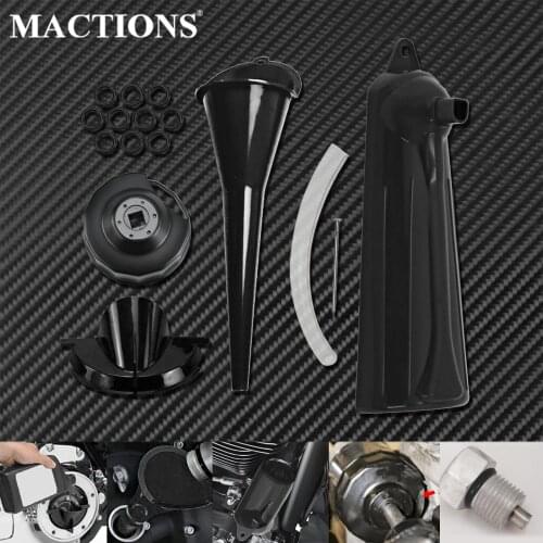 Motorcycle Primary Case Oil Fill Funnel Filler Oil Funnel Cover End Cap Wrench 1105 Sealing O-Ring Black For Harley Touring Dyna