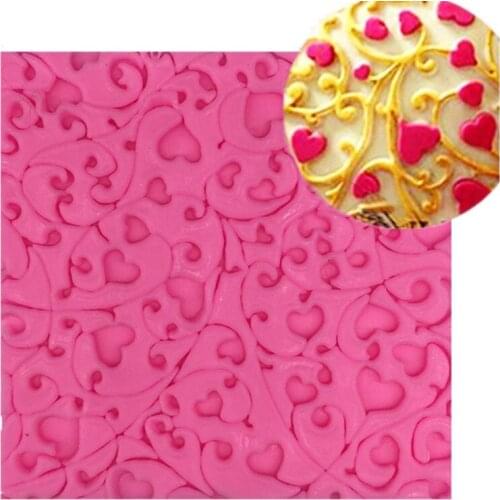 Food Grade Silicone Baking Cake Fondant Biscuit Mould Dry Pais Love Flower Rattan Textured Printing Mat