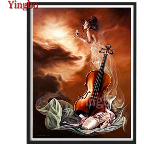 Full Square Diamond Painting Violin girl scenery Diamond Mosaic Fantasy art Needlework Embroidery Cross Stitch Rhinestone Icons