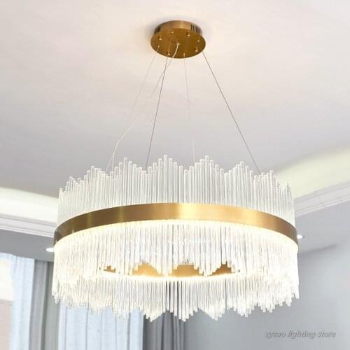 Post-modern Crystal Led Pendant Lights Luxury Living Room Decor Simple Bedroom LED Hanglamp Dining Room Restaurant Hanging Lamps