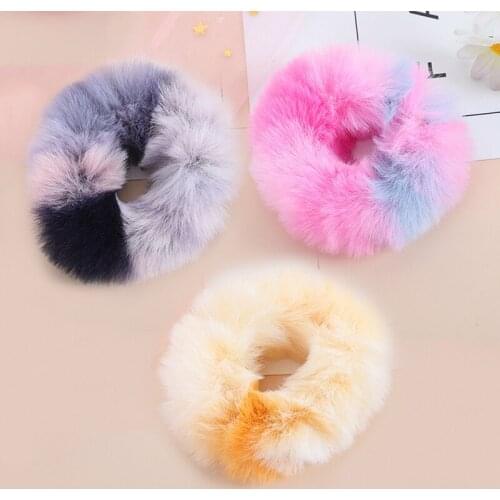 2Pcs/Set Elastic Plush Hair Band Colorful Simple Hair Rope For Women Girls Winter Daily Soft Casual Hair Rubber Band Decoration