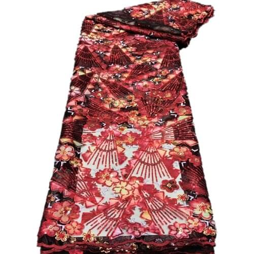  Luxury French Sequin Embroidery Lace Fabric Dubai Sewing High Quality Tulle Lace African Lace Fabric 2021 For Dress xb-185