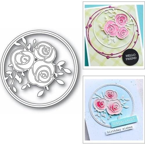 Rose With Circle 2020 New Metal Cutting Dies for DIY Scrapbooking and Card Making Flower Plant Decorative Embossing No Stamps