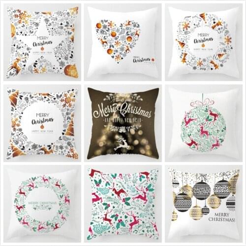Christmas Cushion Cover Christmas Wreath Pillow Cover Santa Claus Decorative pillows for Sofa Home Decoration Pillowcase