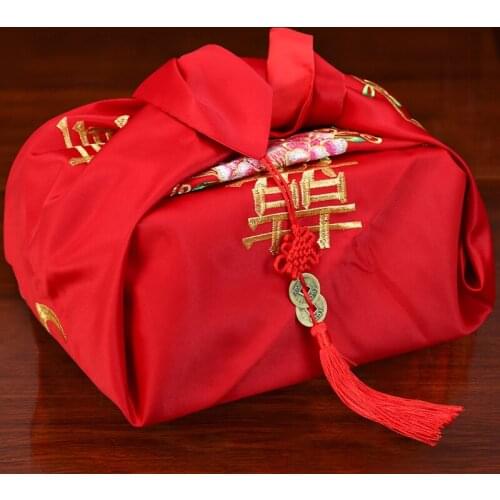 Wedding bag skin Chinese bride dowry red large embroidery dowry wedding supplies hi pot wrapping cloth