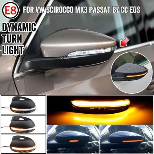 LED Side Wing Dynamic Turn Signal Light Rearview Mirror Indicator For VW Passat CC B7 Beetle Scirocco Jetta MK6 Euro PR