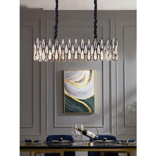 LED Postmodern Crystal Oval Chandelier Lighting Lustre Hanging Lamps Suspension Luminaire Lampen For Dining Room
