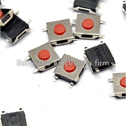 200PCS/LOT 6 * 6 * 2.7MM SMD Tact Switch 4 feet waterproof copper red head