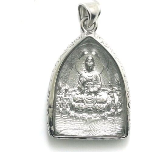 Unisex 316L Stainless Steel Silver Color A Buddism Godness Guanyin Protect Pendant
