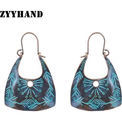 Vintage Maya Women Drop Earring Bag Shape Lady Fashion Nepal Indian Style Girl Casual Ear Jewelry