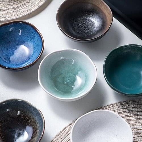 Japanese Style Kiln Change Deisgn Mini Ceramic Dish Small Bowl For Microwave Dishwasher Sterilizer Oven Snacks Seasoning Dishes