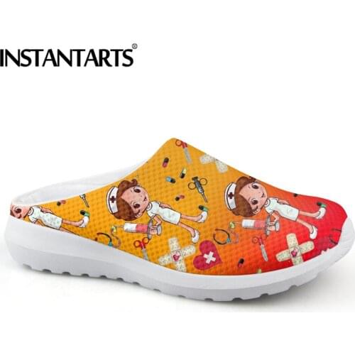 INSTANTARTS Womens Summer Sandals Surgical Nurse Shoes Hospital Anti-Slip Mesh Medical Nursing Slippers Shoes Sandalias Mujer