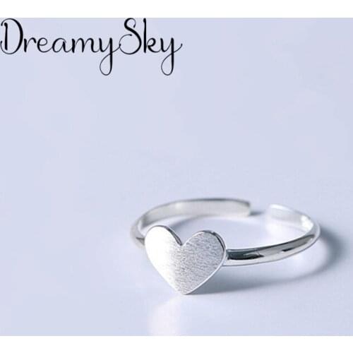 DreamySky Boho Style Silver Color Love Heart Rings For Women Lady Girls Opening Rings Party Gifts Anillos 2019