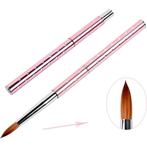 1Pcs Nail Art Acrylic Brush Oval Pink Metal Handle Acrylic UV Gel Extension Builder Petal Flower Painting Brush Manicure Tools