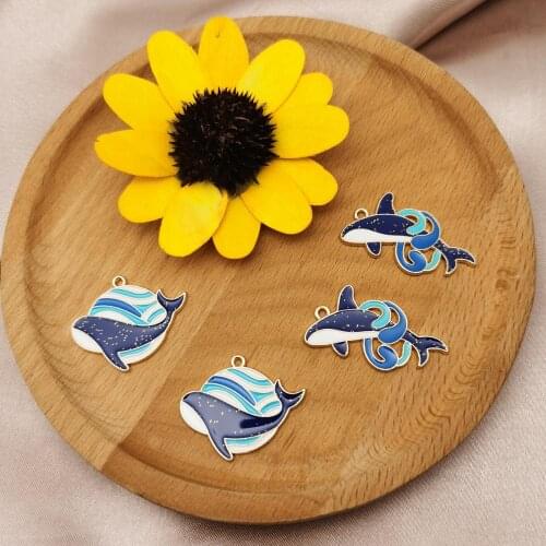 10pcs Glitter Whale Dolphin Enamel Charms Craft Oil Drop Pendants for Earring Necklace DIY Bracelet Jewelry Making Accessories