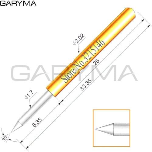 100Pcs P125-B Dia 1.7mm Spring Test Probes Pogo Pin Length 33.35mm Stroke Spring Froce:180g Tool