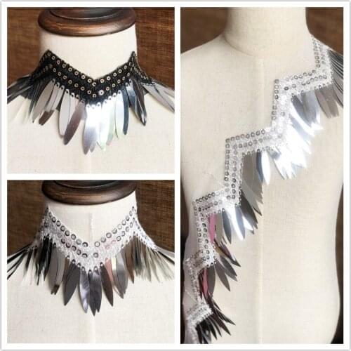 3Yards Silver Sequined Fringe Lace Trim Gold Ribbon DIY Sewing Latin Dance Dress Braid Accessories Beaded Paillette Tassel Lace