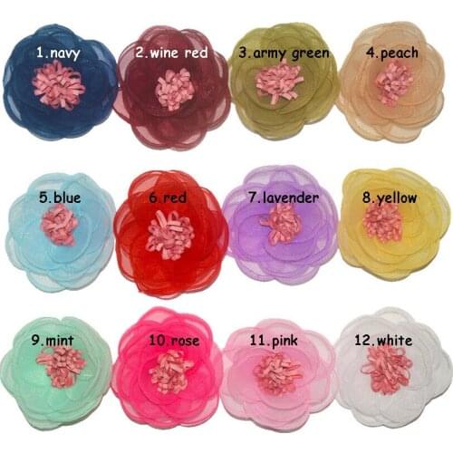 30 pcs/ lot 7.5cm georgette flower -dimensional flowers for apparel hair accessories