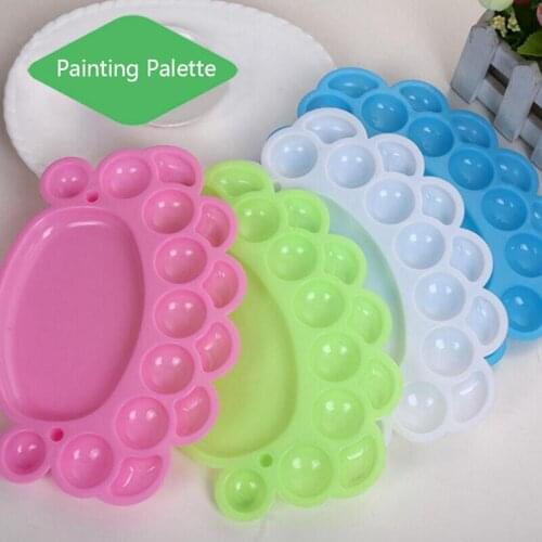 4pcs Painting Palette Footprint shaped 15-hole Plastic Easy Washable Watercolor Art Drawing Supplies Tool