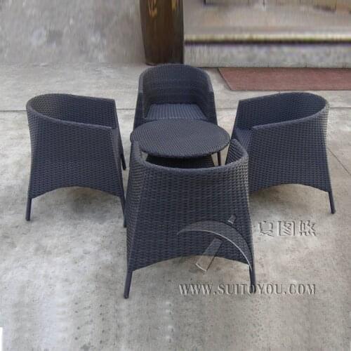 5 pcs Plastic Rattan Garden Dining Sets , Strong Brown Dining Table Set transport by sea