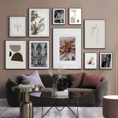 Abstract Line Body Big Flower Girl Black White Wall Art Canvas Painting Nordic Posters And Prints Wall Pictures For Living Room