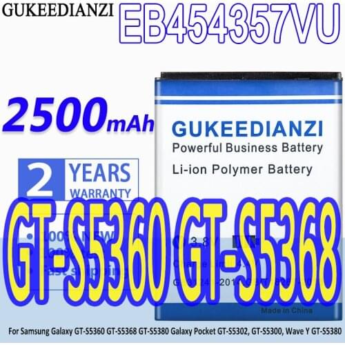 Battery EB454357VU 2500mAh For Samsung Galaxy GT-S5360 GT-S5368 GT-S5380 Galaxy Pocket GT-S5302, GT-S5300, Wave Y GT-S5380