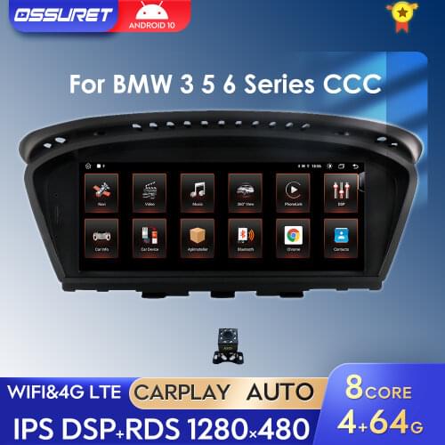 Android 2Din Car Stereo Radio GPS Multimidia For BMW 3 E60 E61 Series 5 E63 E64 Series 6 Series E90 E91 E92 2004-2012 CarPlay