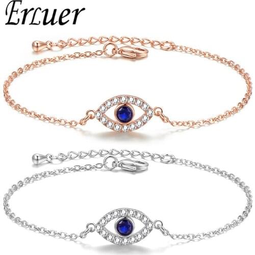 ERLUER Lady Fashion Devils Eye Crystal Bracelet Girls blue zircon jewelry bracelet Girlfriend Christmas present accessories